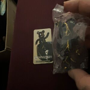 Black Bearbrick Figurine with Gold Veining -